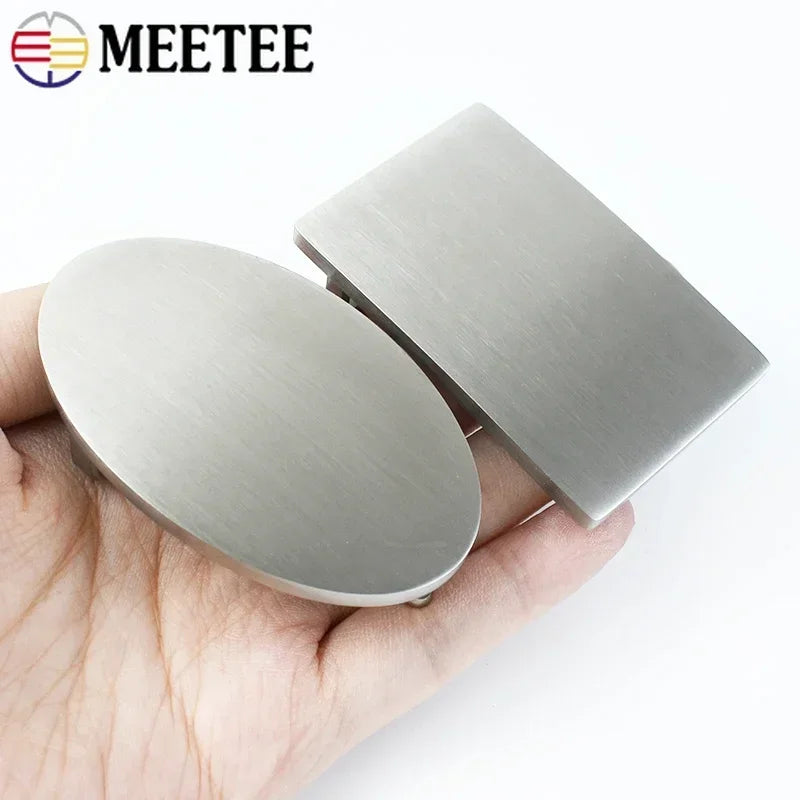 Meetee 1/30pcs 35mm/40mm Stainless Steel Belt Buckles Metal Smooth Plate Buckle for Men's Waistband Head Pin Automatic Clasp Crafts