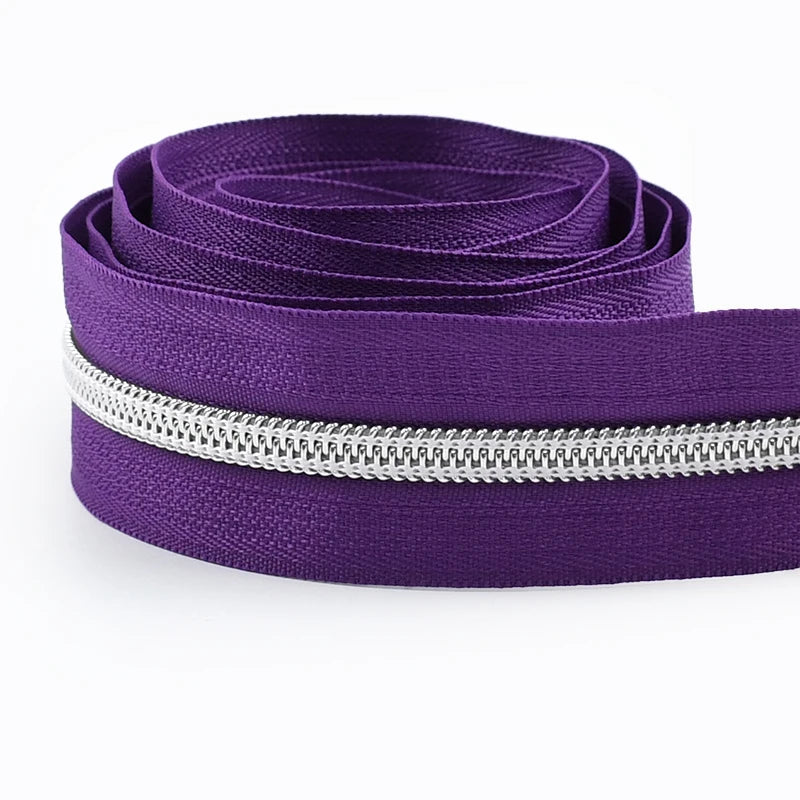 8/300M 5# Sewing Nylon Zipper Tape Silver Teeth Decor Zip Roll Jacket Bag Closure Zippers Repair Kits DIY Zips Replace Supplies
