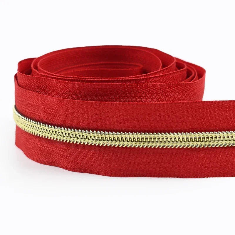 8/300M 5# Nylon Zippers Tapes Gold Silver Teeth Zipper for Sewing Bag Zips Purse Garment Zip Repair Kit DIY Accessories