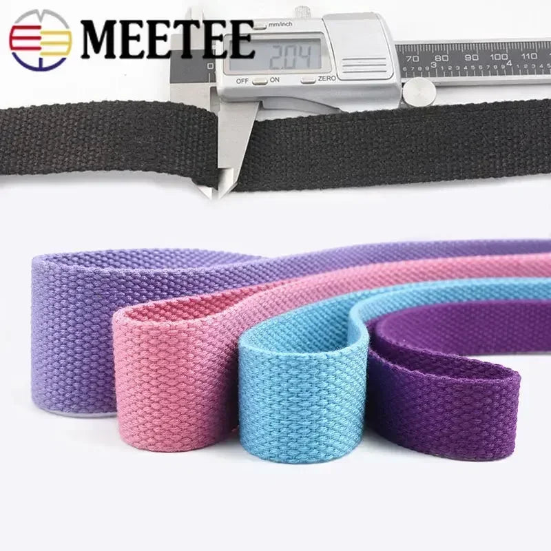 5/150M 20/25/32/38/50mm 2mm Thick Webbing Polyester Cotton Canvas Webbings Ribbon for Backpack Strap Belt Tape Garment Woven Band