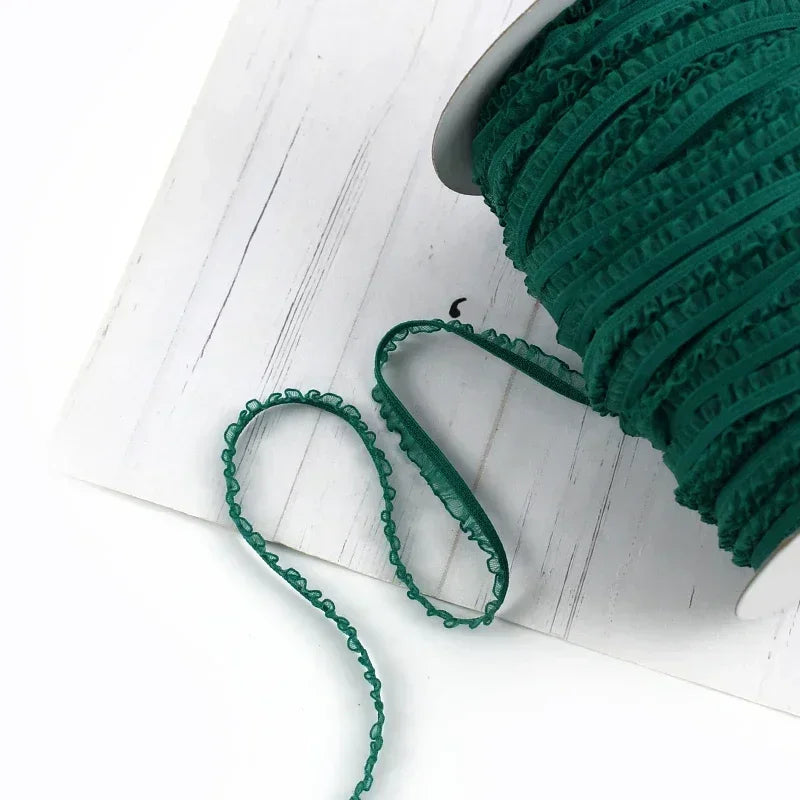25/800Meters 6mm Elastic Band Pleated Lace Trim Stretch Ribbon for Sewing Underwear Strap Clothes Rubber Band DIY Accessories