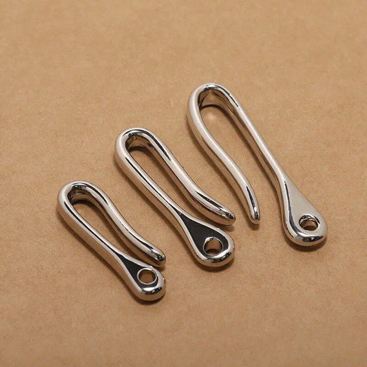 3/100Pcs U-shaped Hook Fob Clip Keychain Belt Buckles Solid Brass Stainless Steel Key Ring Wallet Fish Hooks Hardware Accessories