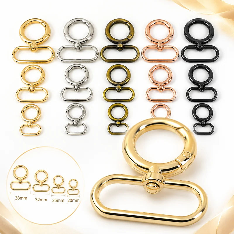 8/300Pcs Spring O Ring Snap Hook 20/25/32/38mm Metal Buckles for Bag Webbing Strap Carabiner Rings Connect  Buckle Hardware