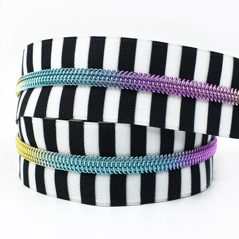5/120M Meetee 5# Nylon Zipper Tapes Stripe Coil Zippers Garment Clothes Bag Decoration Zip Roll Repair Kit DIY Sewing Accessories