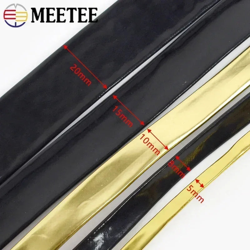 15/400Meters 5-20mm Mirror PU Ribbons Headdress Leather Cord Rope Bias Binding Tape DIY Jewelry Trim Clothes Edge Accessories