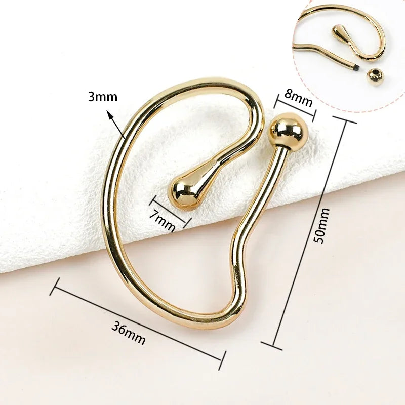 5/150Pcs Metal Ring Buckles U-shaped Detachable Decorative Clasp Irregular Spiral Button Shirt Collar Swimsuit Connection Hooks