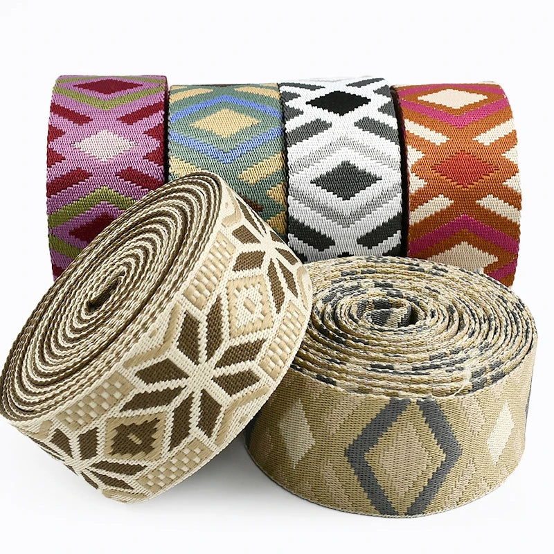 3/100Meters 50mm Jacquard Webbing Tapes for Strap Ethnic Ribbon Band Luggage Decorative Lace Webbings Sewing Bias Accessories
