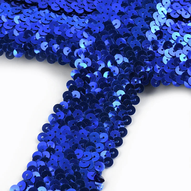 5/120Meters 45mm Sequins Stretch Lace Ribbons Laces Trim Elastic Band Dance Dress Clothes Decoration Ribbon Sewing Accessories