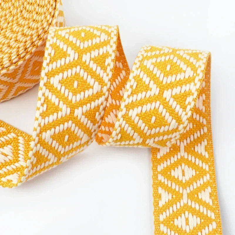 5/200Meters Meetee 38mm Colorful Jacquard Cotton Webbing Ribbon Canvas Straps Bag Shoulder Strap Clothing Band Sewing Accessorie