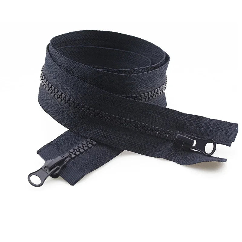 8/200Pcs 5# 80-150cm Resin Zipper Open-end Double Slider Long Zippers Down Jacket Overcoat Zipp Clothes Bags Zip Repair Sewing Accessory