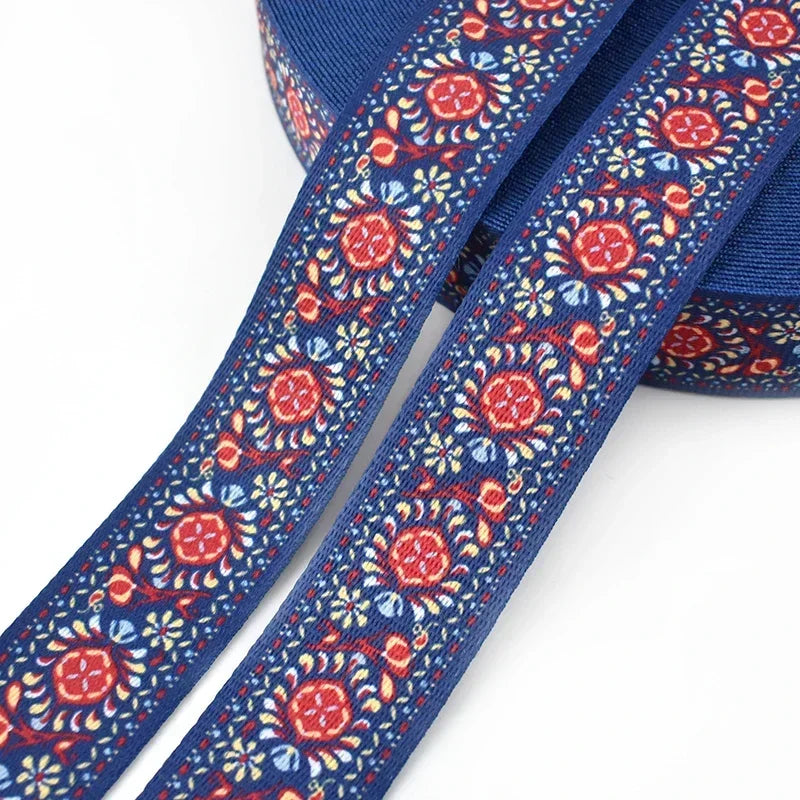 5/150Meters Meetee 38mm Jacquard Printed Webbing Ethnic Ribbon Bags Strap Tape for Sewing Garment Belt Accessories