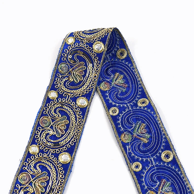 5/150Yards 5CM Embroidered Sequin Lace Ribbon Dance Dress Garment Decoration Webbing Tape DIY Sewing Trims Handmade Accessories