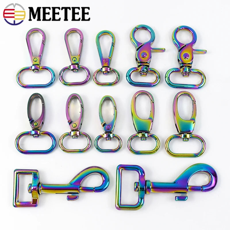8/250Pcs Rainbow Metal Buckle Lobster Swivel Clasp Snap Hook for Bags Strap Carabiner Clips Keychain DIY Hardware Accessories