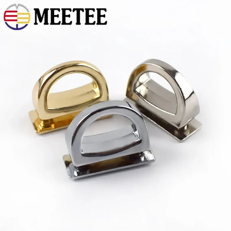 Meetee 10/300Pcs 14mm Metal D Ring Bag Side Clip Buckles Screw Handbag Chain Hanger Hook DIY Strap Hardware Accessories