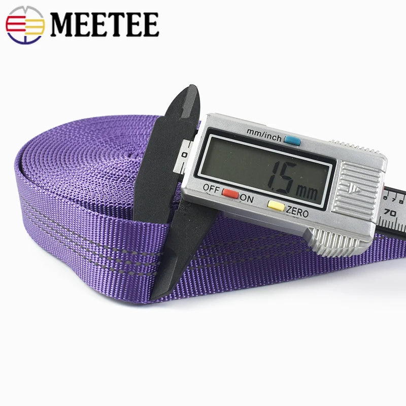 5/200Meters 25mm Nylon Tubular Webbing Tape for Sewing Bag Strap Double-layer Ribbon Backpack Belt Reflective Band DIY Accessories