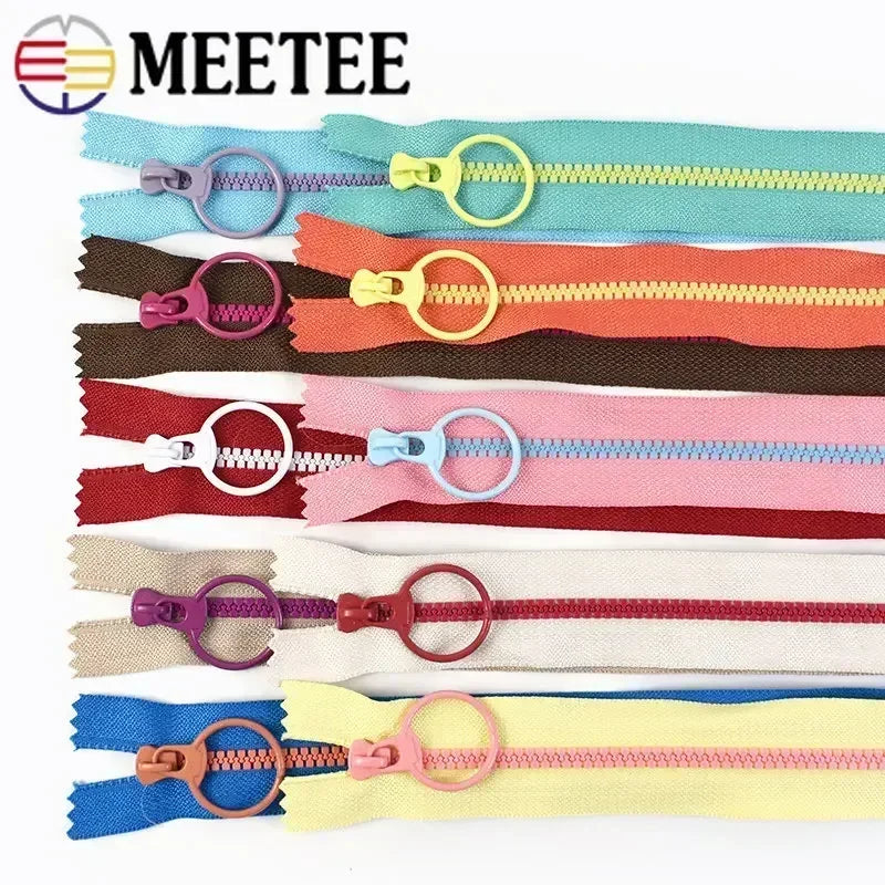 20/400Pcs 15-40cm 3# Resin Zippers Ring Zip Slider ClosedEnd Zipper for Bags Wallet Purse Decor Zips Repair Clothes Sewing Accessory