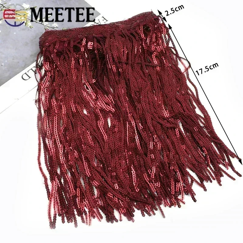 5/100Yards 20cm Sequin Tassels Fringe Glitter Dress Lace Trim Garment Ribbon Curtain Fabric Decorative DIY Sewing Accessories