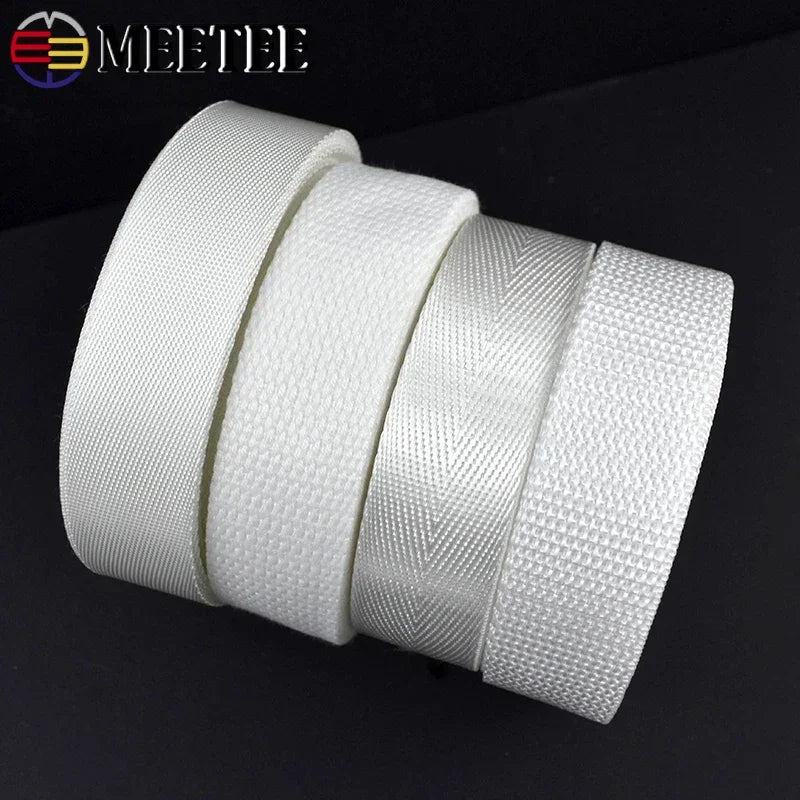 8/200Meters White Nylon Webbing 20-50mm Bag Shoulder Strap Tape Clothes Decorative Sewing Ribbon Bias Binding Accessories
