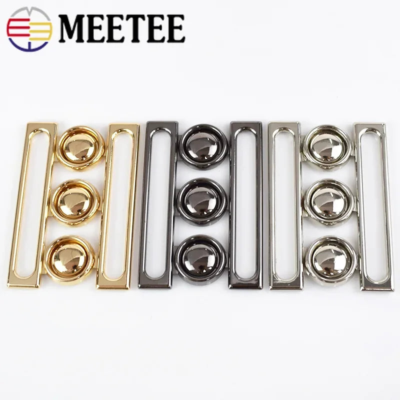 Meetee 3/100pcs 60mm Metal Buckles Women Coat  Down Jacket Waistband Belt Clasp DIY Garment Buttons Decoration Sewing Accessories