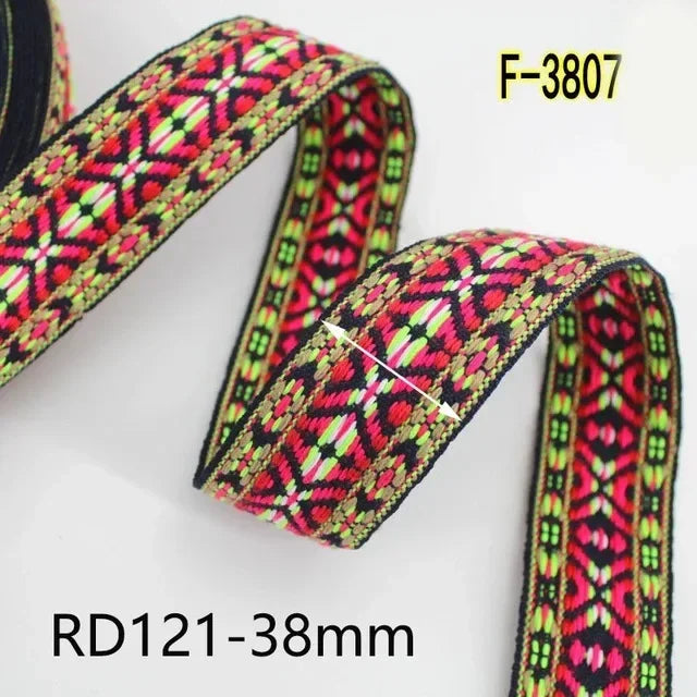 5/180Meters 30/38mm Jacquard Webbing Tapes Ethnic Lace Ribbons For Bag Strap Sewing Tape Bias Binding DIY Garment Accessories