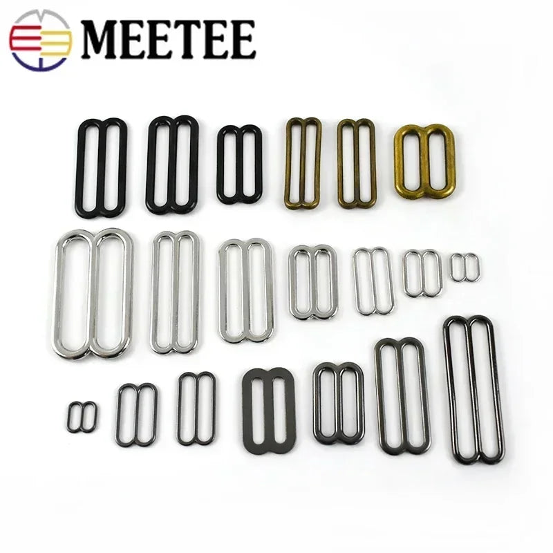 50Pcs 10-50mm Metal Buckles 8-shaped Tri-Glide Adjuster Slider Bikini Bra Rings Strap Belt Hook Clasp Webbing Bag Accessories