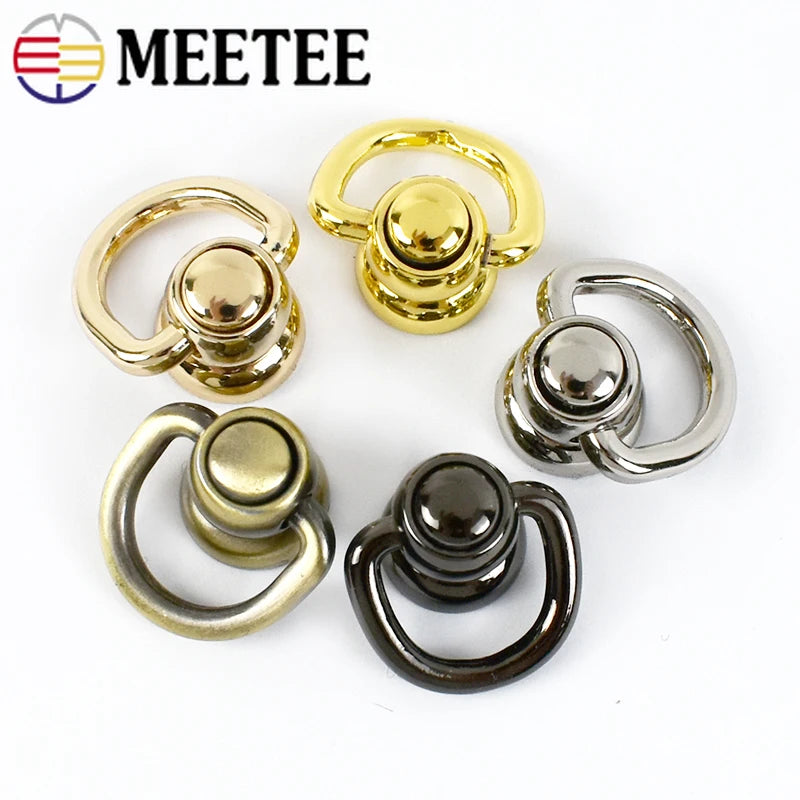 Meetee 10/350pcs 13mm Bag Side Hang Round Head Solid Nail Leather Screw Rivet D Ring Buckles DIY Handbag Repair Accessories
