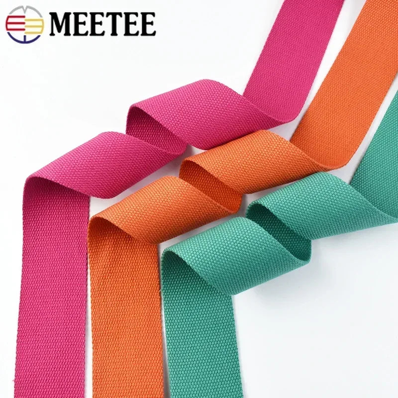 3/100Meters 50mm Thick 2mm Canvas Polyester Cotton Webbing Label Ribbon Bags Backpack Belt Strap Bias Binding Tape DIY Sewing Craft