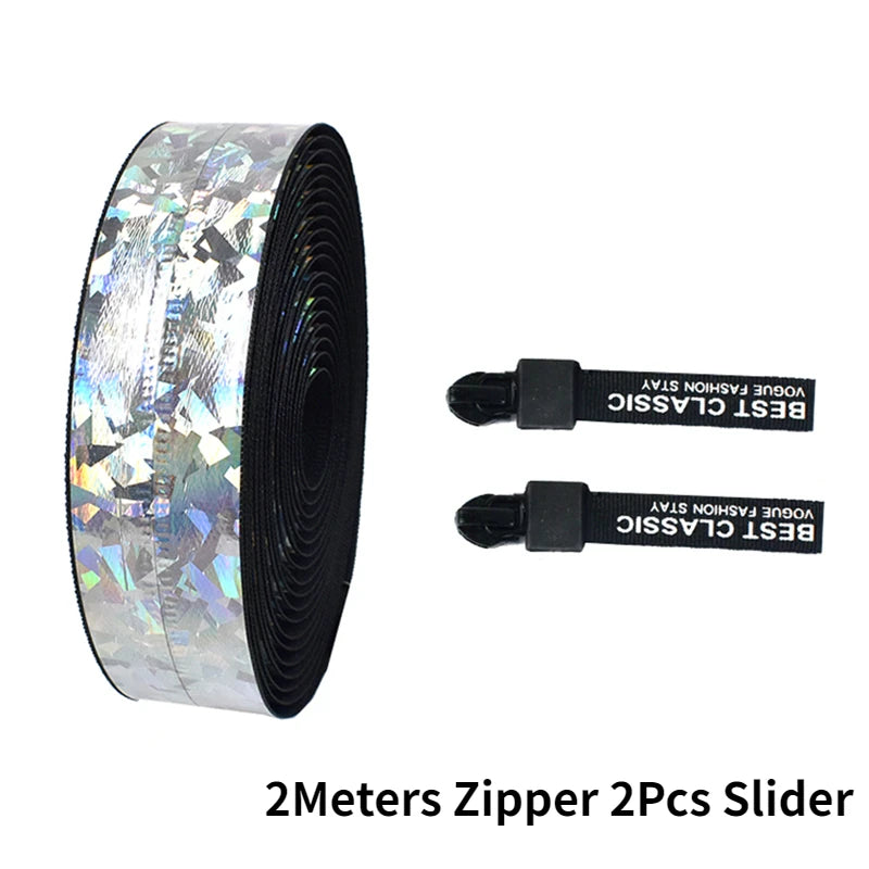 5/20Meters Meetee 5# Reflective Zipper Waterproof Nylon Zippers with Puller Bag Clothes Decoration Zips DIY Sewing Accessories