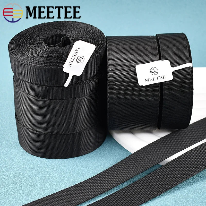 80/1000Meters 10-100mm Black Webbing Nylon Strap 0.8mm Thick Backpack Ribbon Decoration Sewing Bias Tape Belt Fixed Band Accessories
