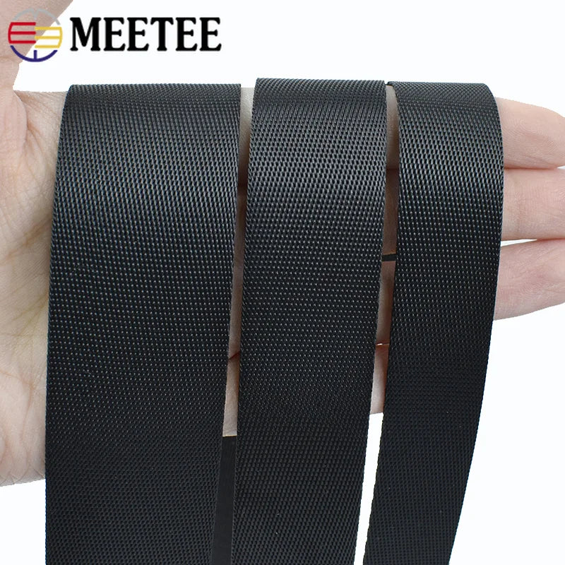 80/1000Meters 10-100mm Black Webbing Nylon Strap 0.8mm Thick Backpack Ribbon Decoration Sewing Bias Tape Belt Fixed Band Accessories