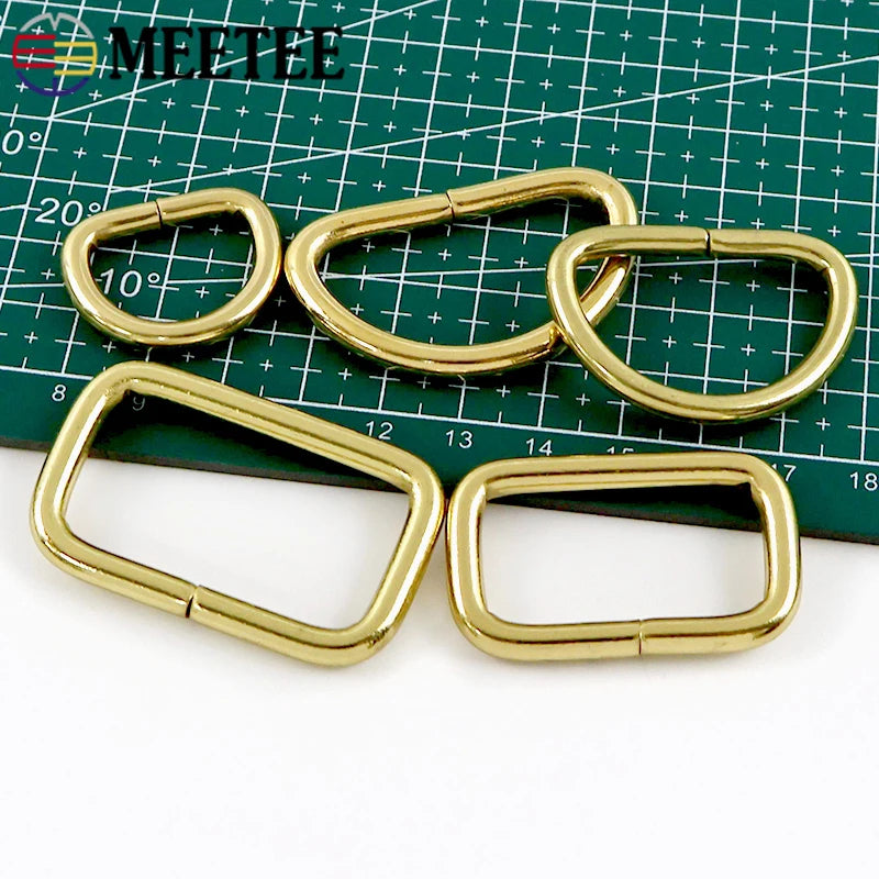 25/800Pcs 10-38mm Solid Brass Non Welded D Rings Square Bag Buckle Handbag Strap Clasp Webbing Dog Leash Adjuster Loops Hardware