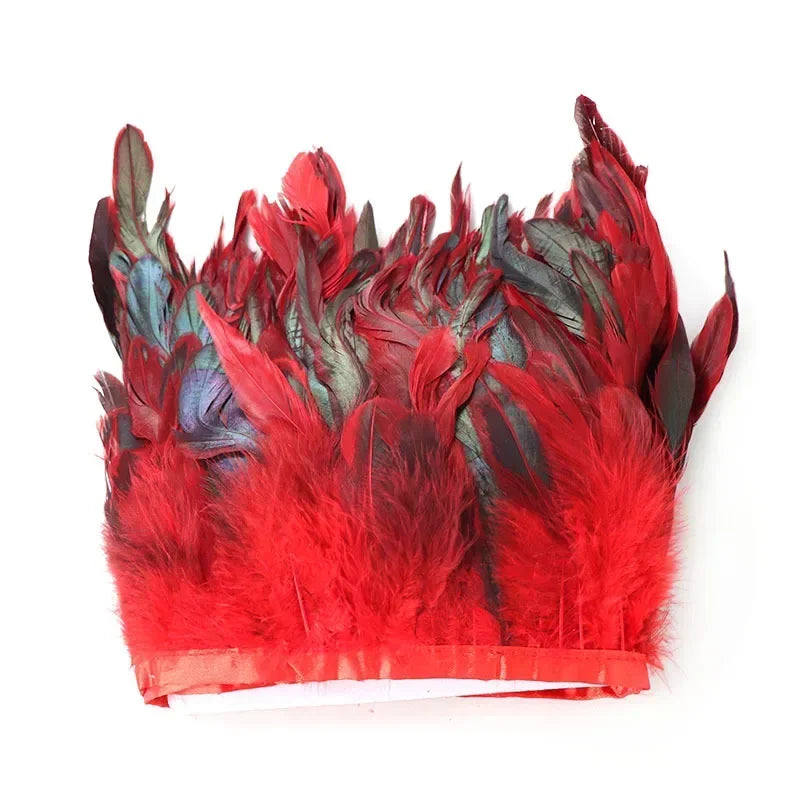 3/100M Meetee 5-6inch Natural Rooster Feather Tassel Lace Trim Fringe Ribbon for Party Dance Clothes Handmade Crafts Accessories