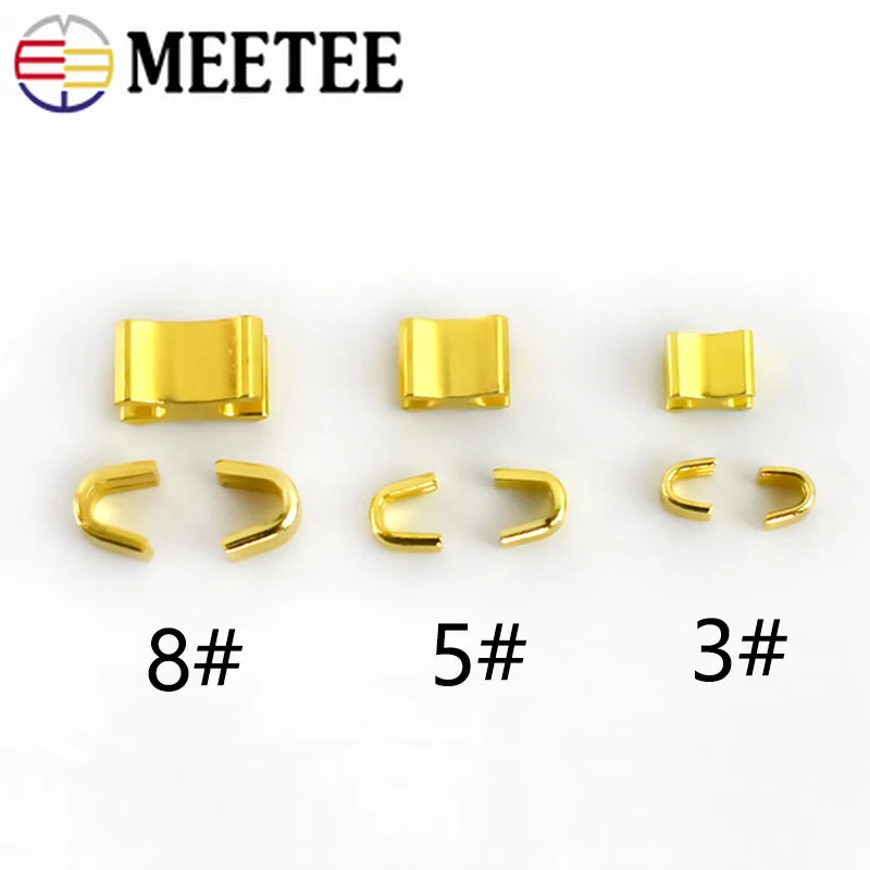 30/1000Sets Meetee U Zipper Stopper Non-slip For 3# 5# 8# Metal Zippers Repair Kit Replacement DIY Sewing Accessories Tailor Tools