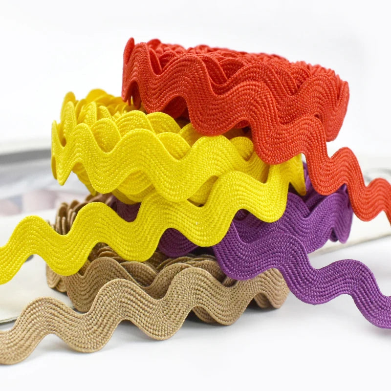20/630Meters 8mm Curve Wavy Lace Trim Ribbon for Costume Pillow Decorations Laces Polyester Tapes Sewing Trimming Accessories