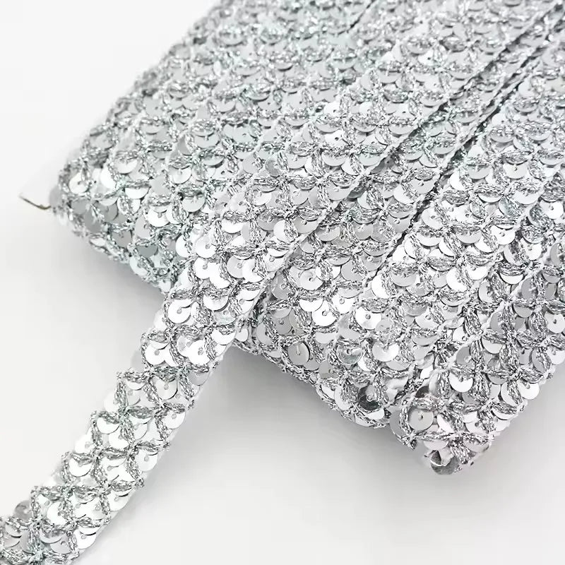 15/400M Sequin Lace Braided Band Decoration Ribbon for Clothes Not Elastic Trim Cosplay Dance Dress Wedding Sewing Accessories