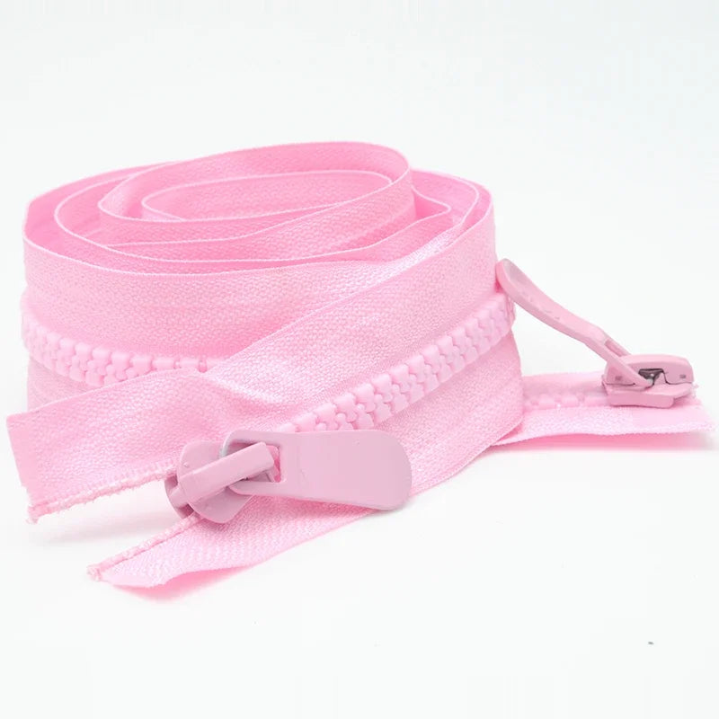 2/70Pcs Meetee 120cm 8# Resin Zippers Open End Double Slider Head Zip for Down Jacket Outdoor Backpack Tent Bag DIY Sewing Accessories