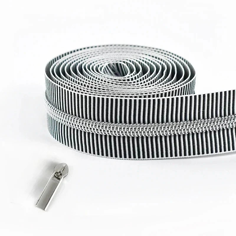 5/20Meters Meetee 5# Striped Nylon Zippers Tape for Sewing Bag Continuous Roll Coil Zip By the Meter DIY Garment Accessories
