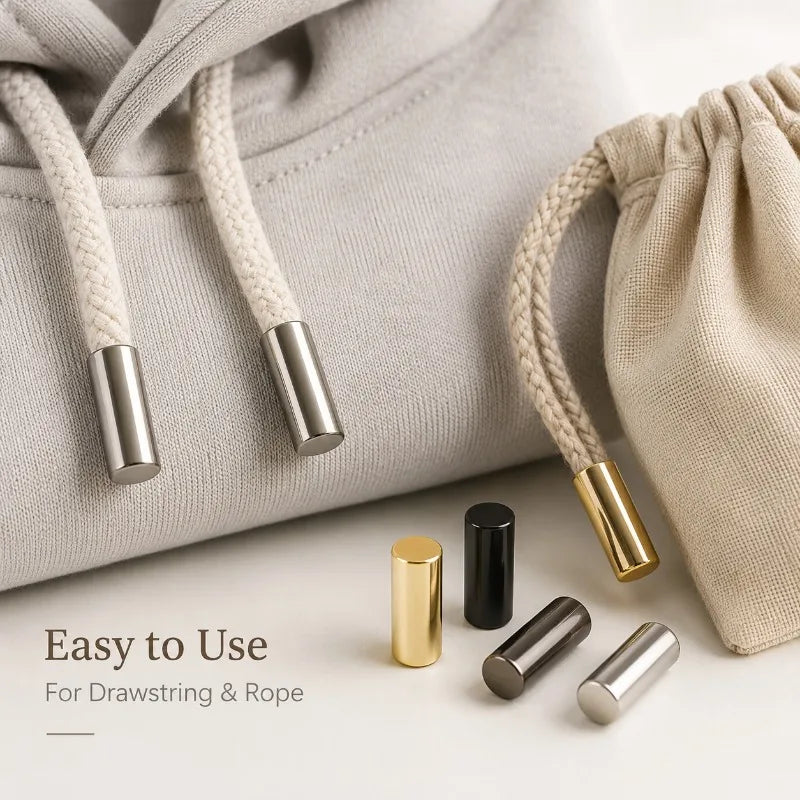 25/800Pcs 20mm Metal Cord End Caps Rope Ends Stopper Buckles Hoodie Drawstring Tips Hat Pants Decor Button DIY Sewing Accessories