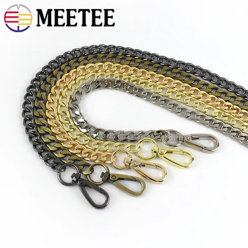 2/70Pcs Meetee 60/100/110/120cm Handbag Metal Chains with Buckles DIY Bags Purse Replacement Shoulder Straps Hardware Parts Accessories