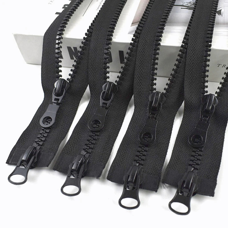 3/100Pcs 8# Resin Zipper 70/80/100/120/150/200cm Double Slider Two Way Black Plastic Zippers Tape Clothes Sewing Zip Repair Kits