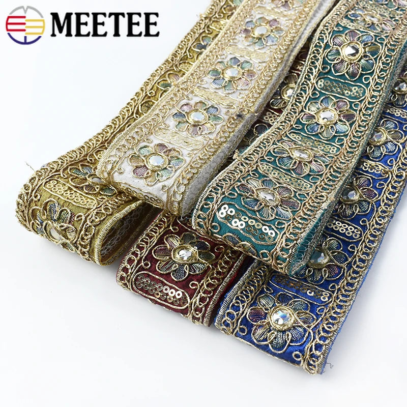 8/200Yards Embroidery Jacquard Lace Trim Sequin Trimming Cloths Decoration Ribbon Band Wedding Dress Decor DIY Sewing Accessories