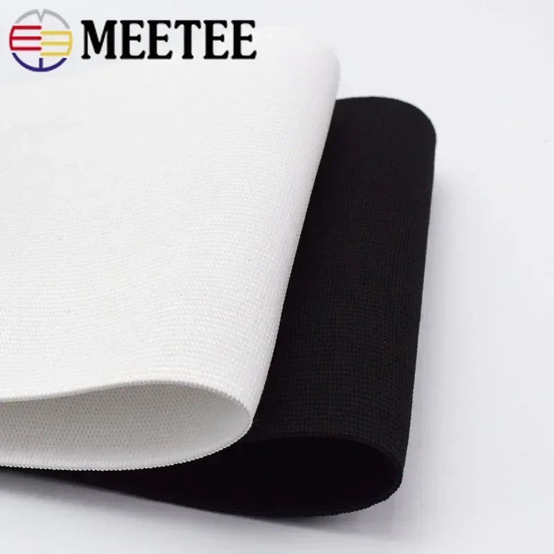 Meetee 3/100M 10/15/20/25cm Black White Elastic Bands Crochet Belt for Sewing Clothes Rubber Band Waist Strap Fabric Accessories