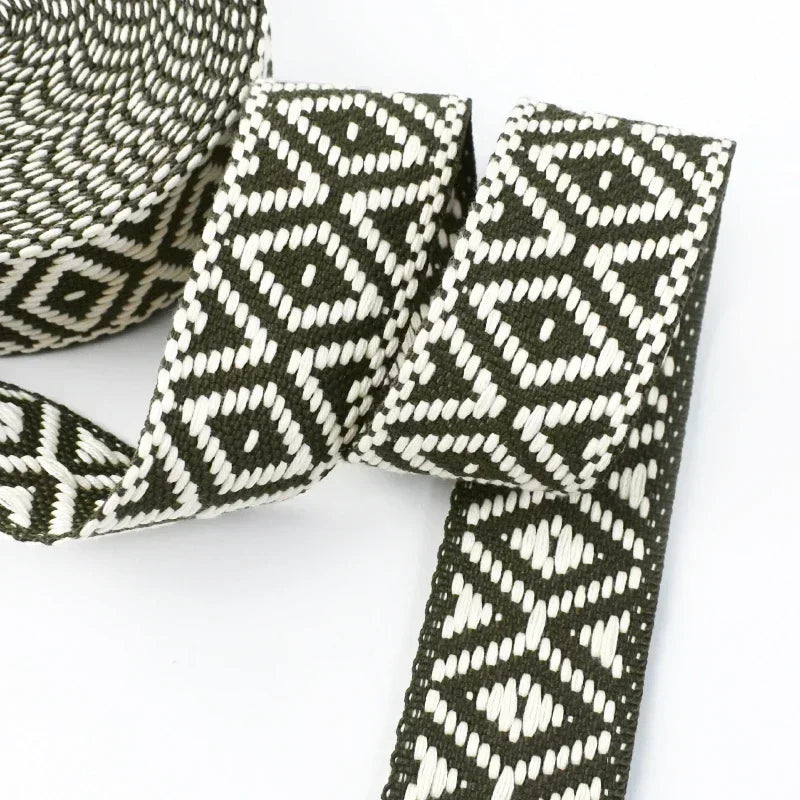 5/200Meters Meetee 38mm Colorful Jacquard Cotton Webbing Ribbon Canvas Straps Bag Shoulder Strap Clothing Band Sewing Accessorie