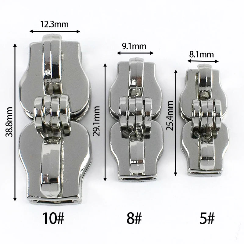 15/500Pairs 5# 8# 10# Zipper Slider for Nylon Zippers Luggage Repair Zip Double Hole Padlock Zips Puller Closure Ziper Cursor