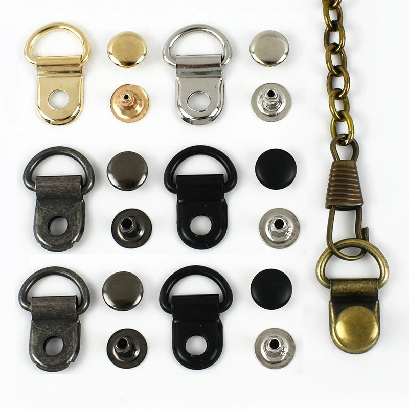 30/1000Sets Metal Side Clip Buckle 9x14mm Backpack Strap Connection Nail Hook Shoelace D Ring Rivet Fastener Buckles Supplies