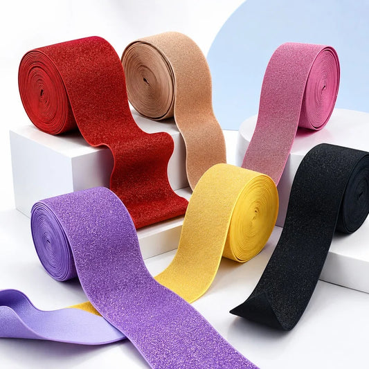 8/300M 25/30/40/50mm Nylon Elastic Bands for Sewing Rubber Band Colored Glitter Nylon Elasticity Webbing Decoration Spandex Belt