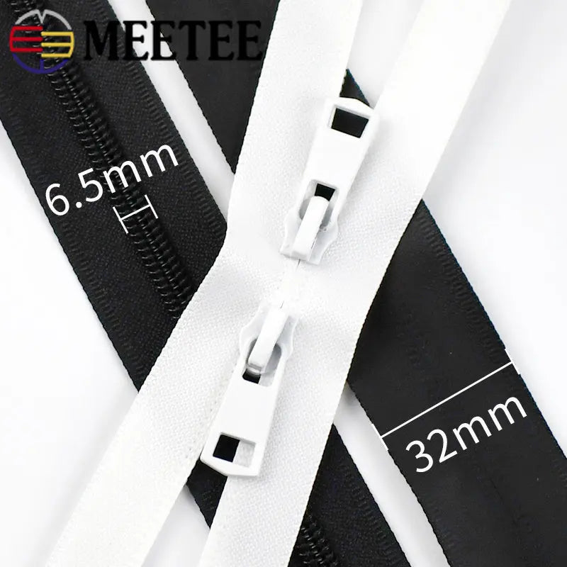 8/300Pcs 20-150cm 5# Waterproof Nylon Zipper Double Slider Open-End Invisible Zip DIY Outdoor Bag Jacket Clothes Sewing Accessories