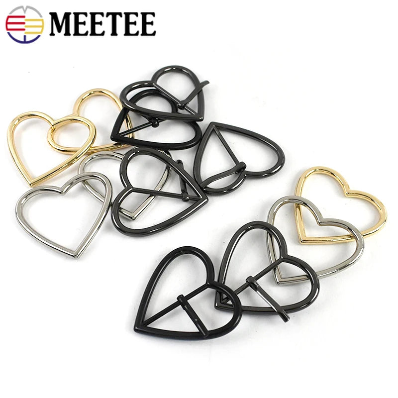 25/600Pcs 20-40mm Metal Buckles Clasp Heart Shape Adjust Roller Pin Buckle for Shoes Webbing Strap Bag Hanger Rings Accessories