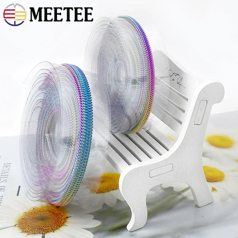 8/300M 5# Nylon Zippers Tapes PVC Transparent Coil Zipper for Sewing Raincoat Bag Decor Zip Repair Kit DIY Clothing Accessories