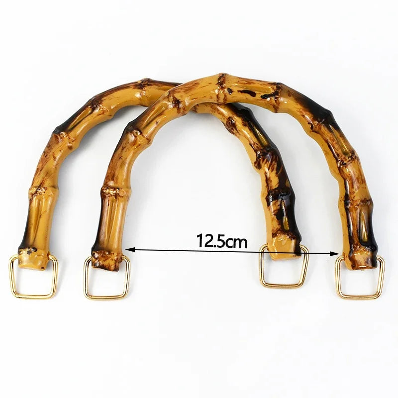 5/100Pcs Bmitation Bamboo Handle Purse Handles with Buckle Plastic Handbag Handles for Women Weaving Bag Hardware Accessories